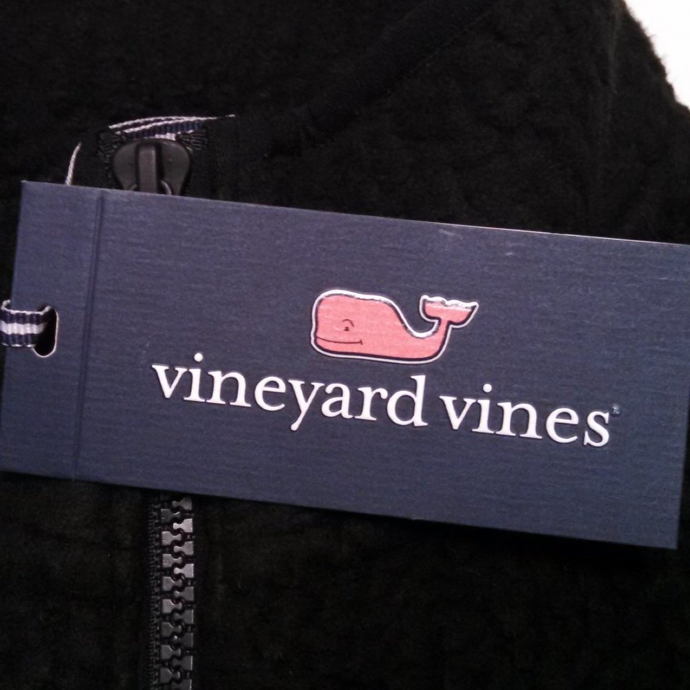 Vineyard Vines Sherpa Fleece Vest Full Zip Black - Picture 4 of 7